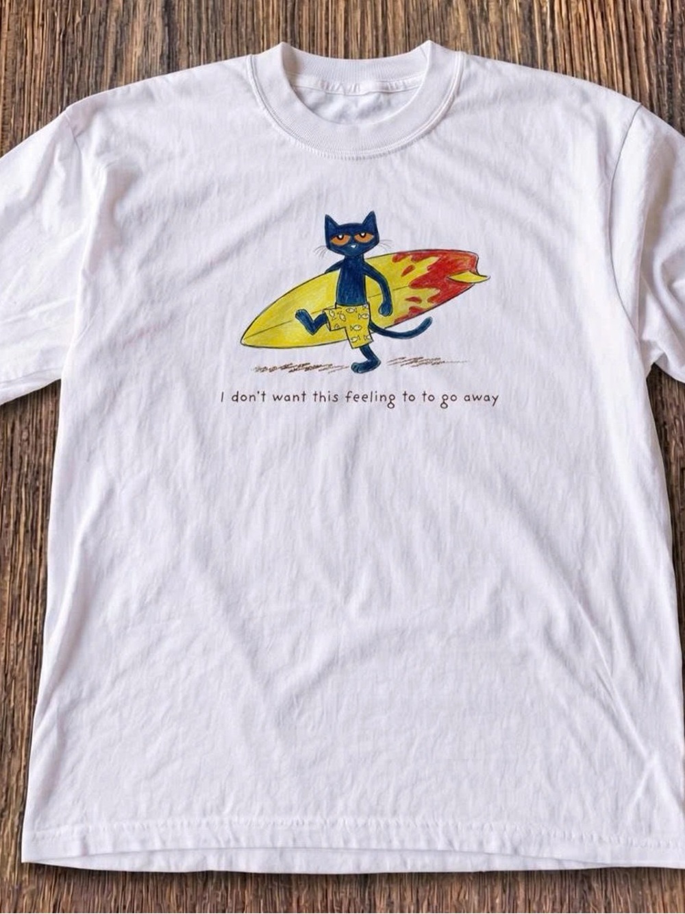 White Cat Surf Graphic Tee for Cats - White